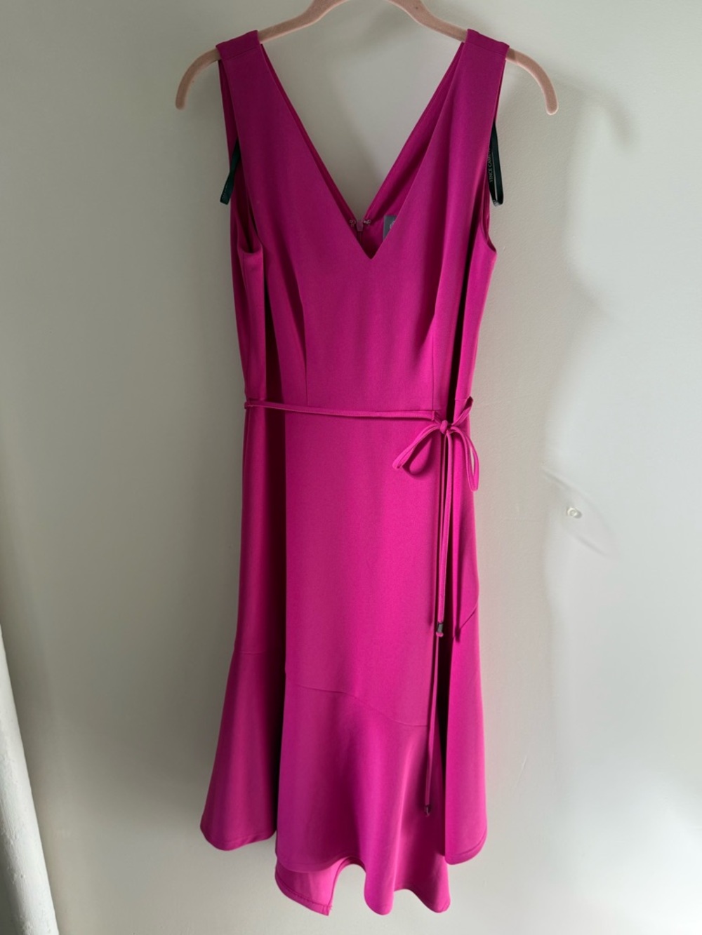 Vince Camuto Fuchsia Asymmetrical Magenta Midi Dress